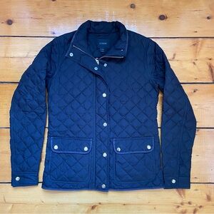 J. Crew Women's Classic Black Quilted Jacket - Size XS Tall - Gold hardware